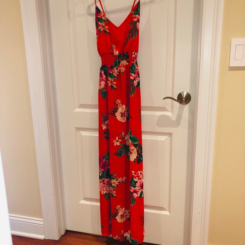 Blashe Orange & floral maxi dress size S